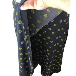 J Crew High Low Skirt Women L Navy Yellow Flowers Wrap Elastic Waist